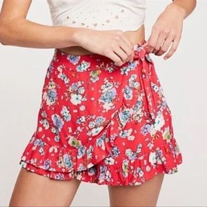 Free People Flirting Fleurs Ruffle mini skort